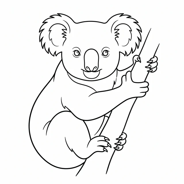 Koala black-and-white outline coloring page