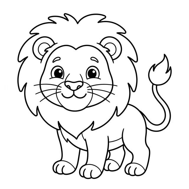 Lion black-and-white outline coloring page