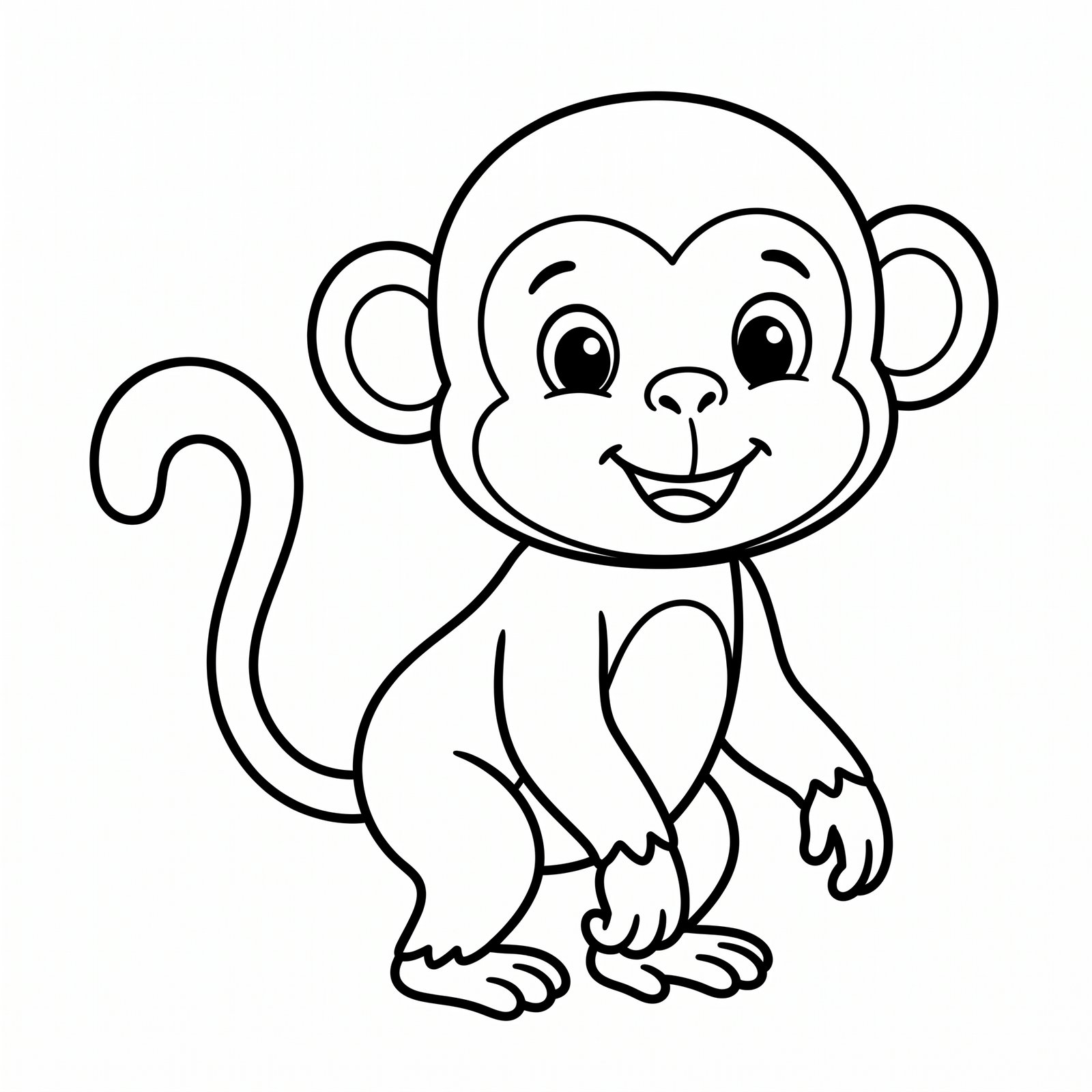 Monkey black-and-white outline coloring page