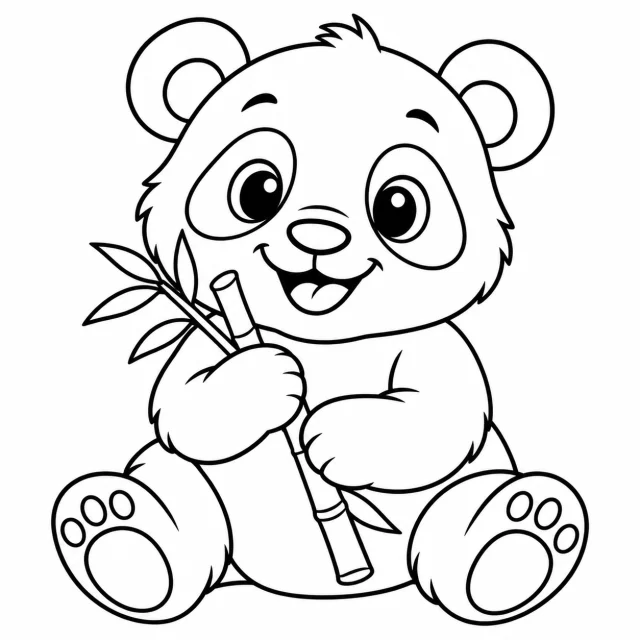 Panda black-and-white outline coloring page