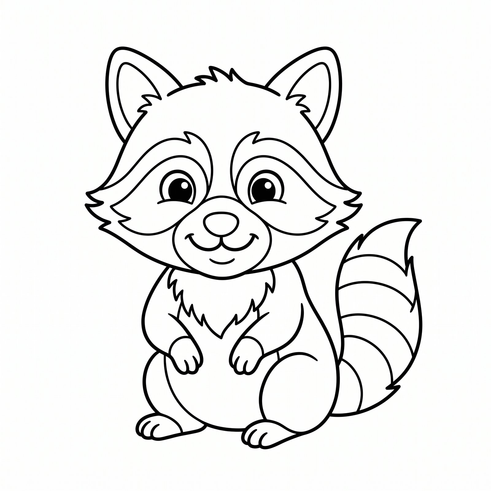 Raccoon black-and-white outline coloring page