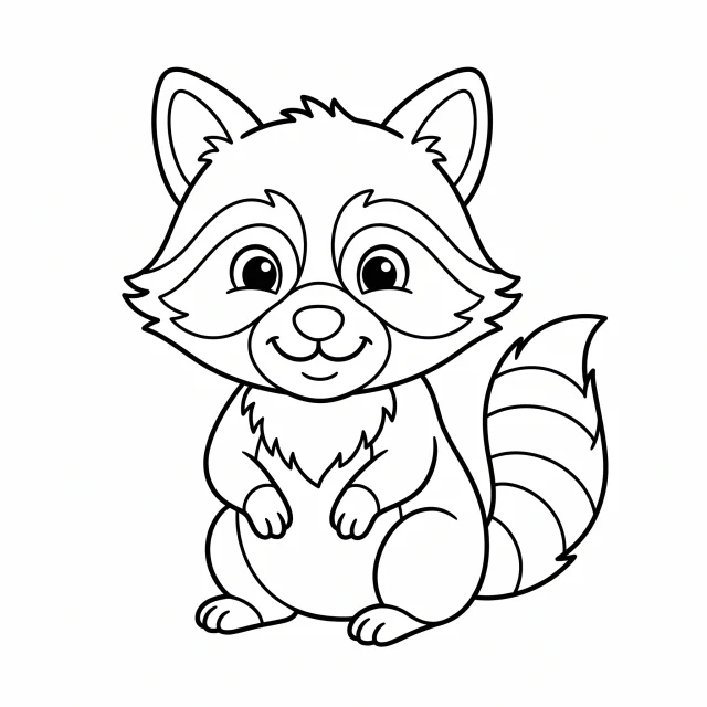 Raccoon black-and-white outline coloring page