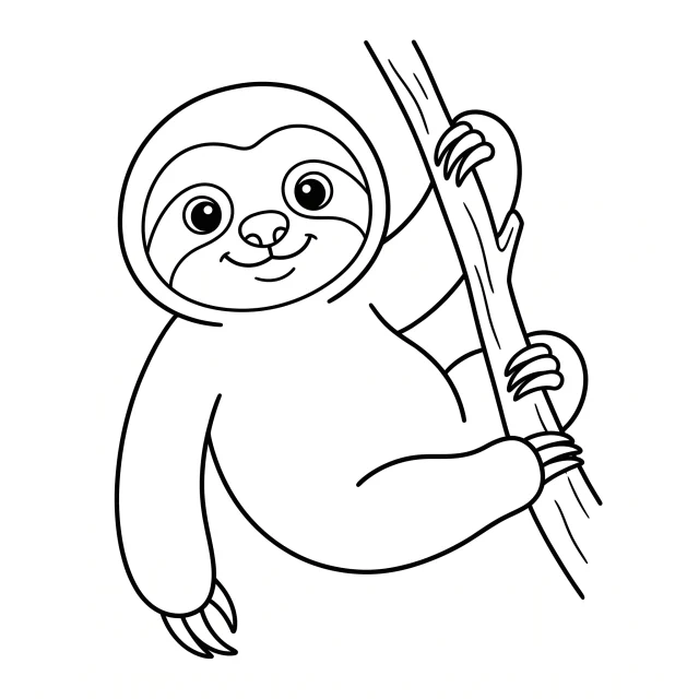 Sloth black-and-white outline coloring page