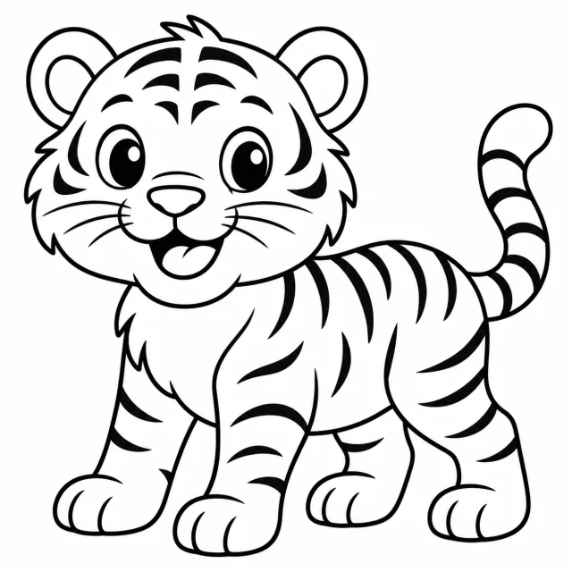 Tiger black-and-white outline coloring page