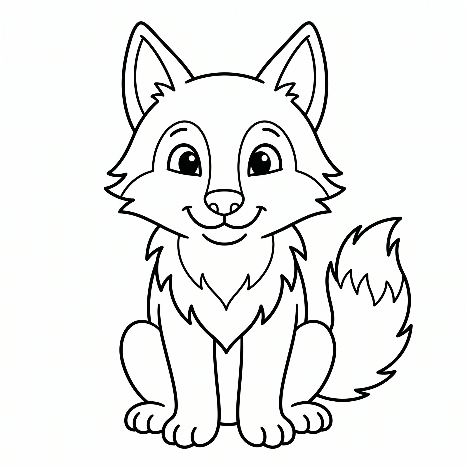 Wolf black-and-white outline coloring page