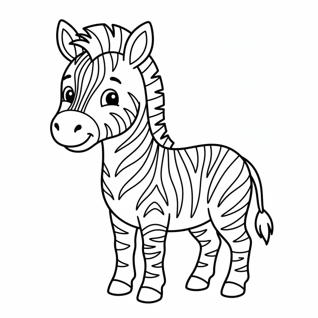 Zebra black-and-white outline coloring page